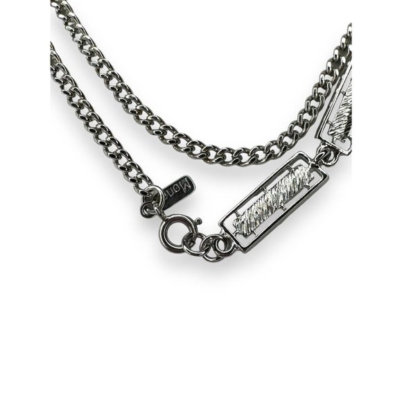 Monet Silvertone Chain Bar Link 56" Necklace Vintage - Picture 2 of 7